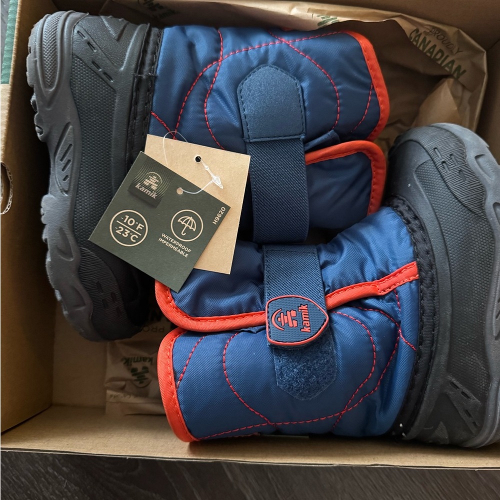 Kamik SnowBug 5 (Toddler size 8) Kids' insulated Blue and Orange Snow Boots - Picture 6 of 10